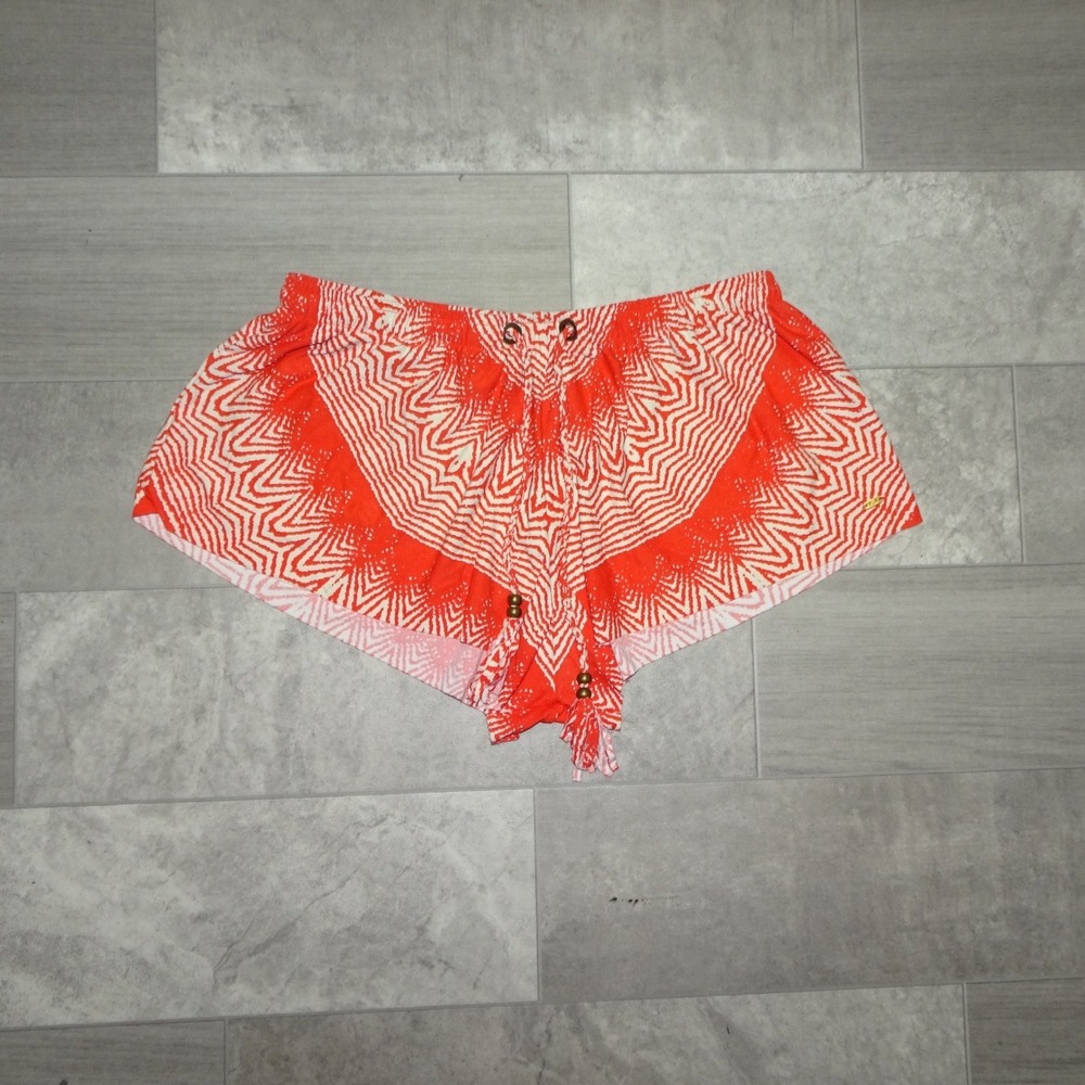 Rip Curl‎ Women's Orange White Geometric Print Beach Shorts Size XSmall